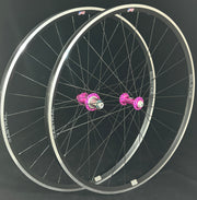 Solstice T11 Rim Brake Wheelset; Pink Hubs. MADE Display