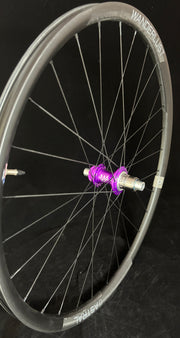 Wanderlust Carbon Wheelset, 700c, Purple Hubs, MADE Display