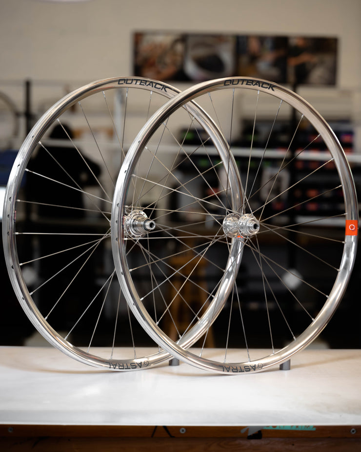 Polished Silver Outback Wheelset, 700c, White Industries CLD hubs